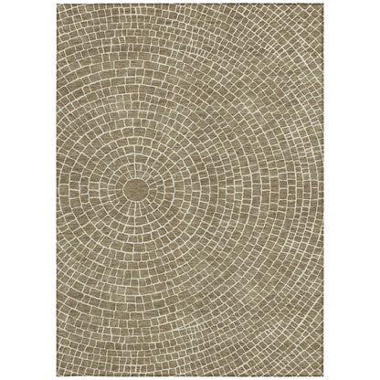 5' X 8' Coffee And Ivory Geometric Washable Indoor Outdoor Area Rug HomeRoots
