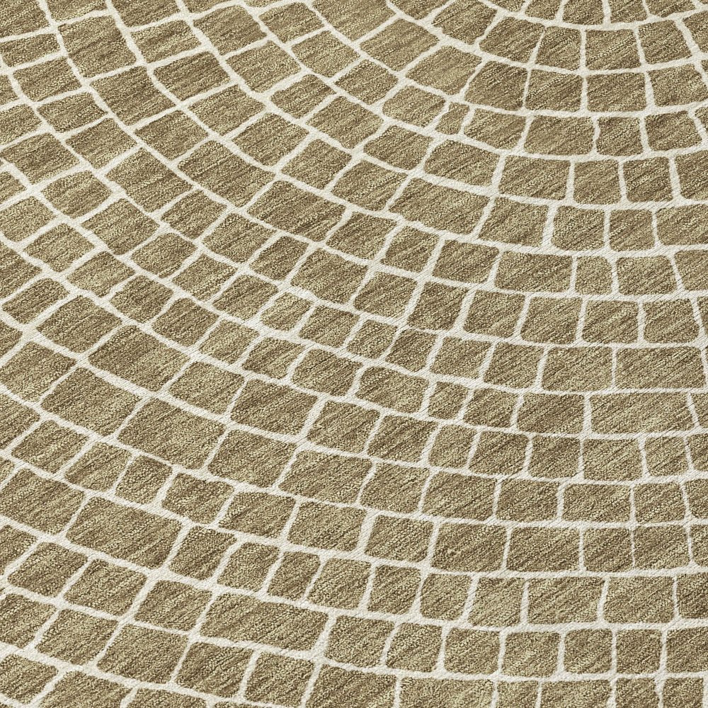 5' X 8' Coffee And Ivory Geometric Washable Indoor Outdoor Area Rug HomeRoots