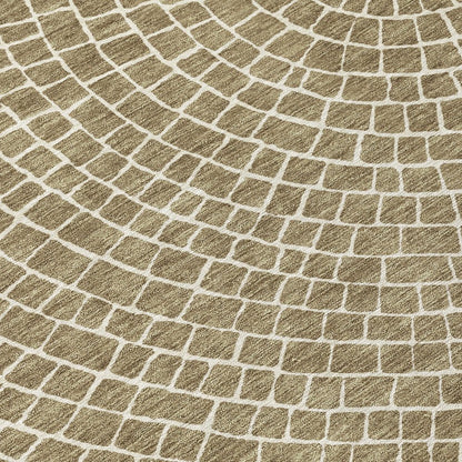 8' Coffee And Ivory Round Geometric Washable Indoor Outdoor Area Rug HomeRoots