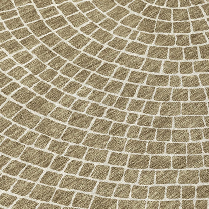 8' Coffee And Ivory Round Geometric Washable Indoor Outdoor Area Rug HomeRoots