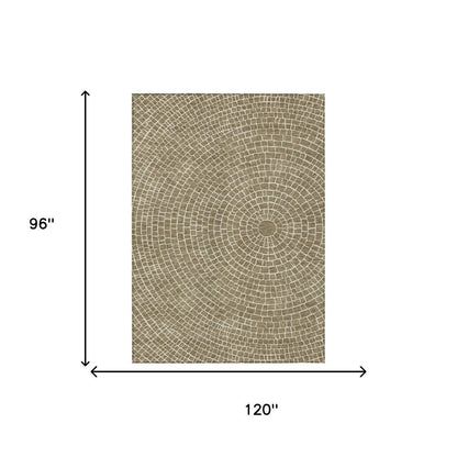 8' X 10' Coffee And Ivory Geometric Washable Indoor Outdoor Area Rug HomeRoots