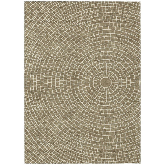 10' X 14' Coffee And Ivory Geometric Washable Indoor Outdoor Area Rug HomeRoots