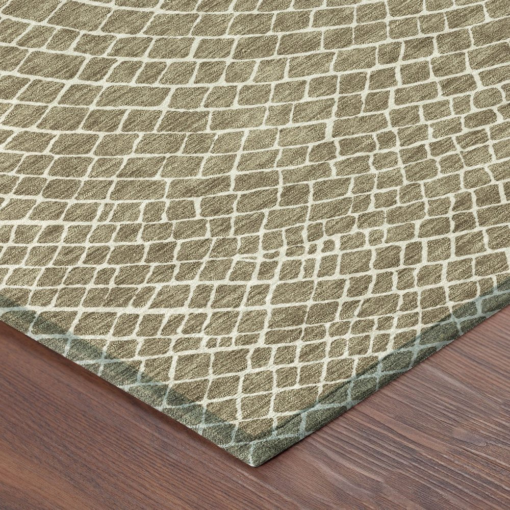 10' X 14' Coffee And Ivory Geometric Washable Indoor Outdoor Area Rug HomeRoots
