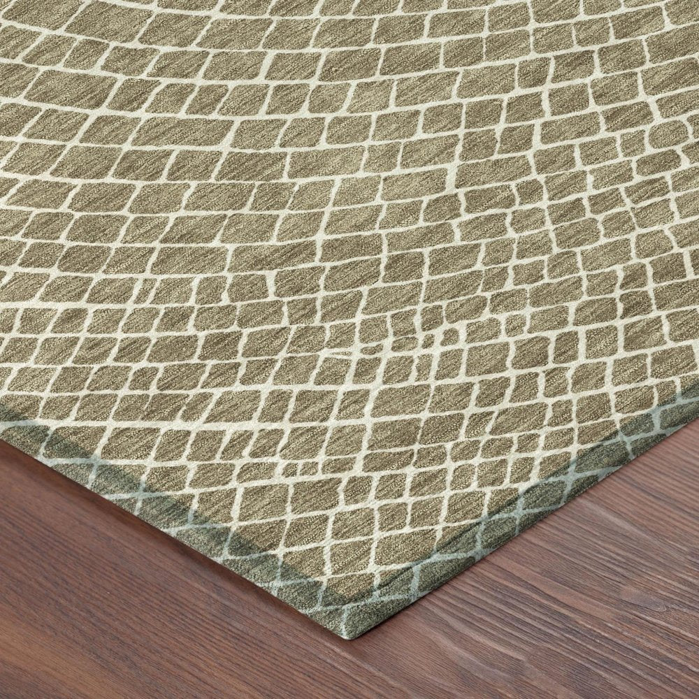 10' X 14' Coffee And Ivory Geometric Washable Indoor Outdoor Area Rug HomeRoots