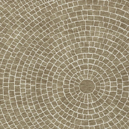 10' X 14' Coffee And Ivory Geometric Washable Indoor Outdoor Area Rug HomeRoots