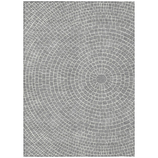 3' X 5' Gray And Ivory Geometric Washable Indoor Outdoor Area Rug HomeRoots