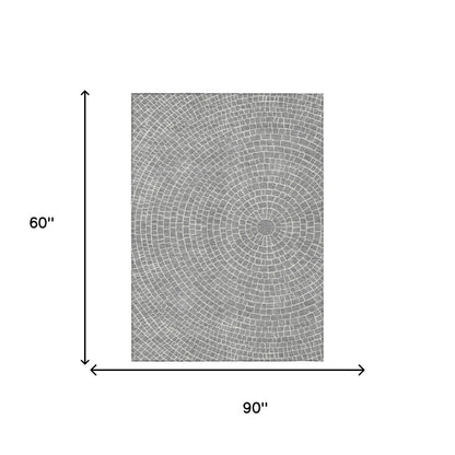 5' X 8' Gray And Ivory Geometric Washable Indoor Outdoor Area Rug HomeRoots