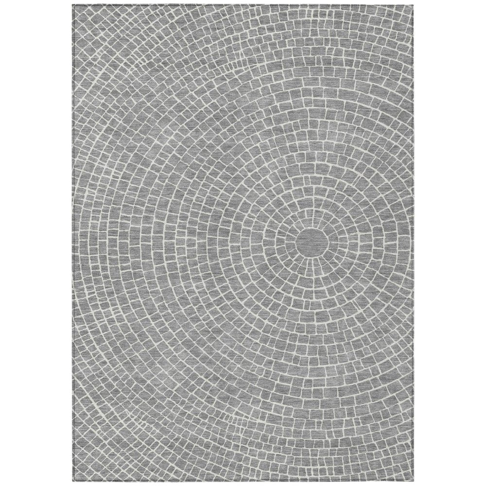 5' X 8' Gray And Ivory Geometric Washable Indoor Outdoor Area Rug HomeRoots