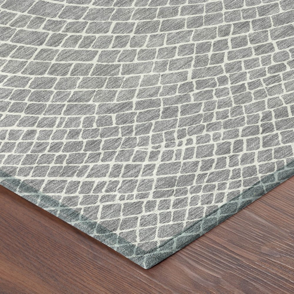 5' X 8' Gray And Ivory Geometric Washable Indoor Outdoor Area Rug HomeRoots