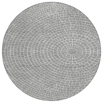 8' Gray And Ivory Round Geometric Washable Indoor Outdoor Area Rug HomeRoots