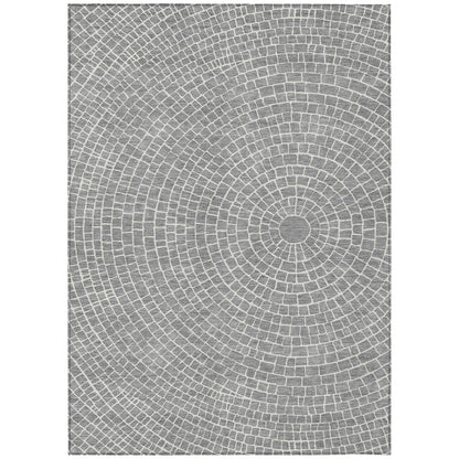 10' X 14' Gray And Ivory Geometric Washable Indoor Outdoor Area Rug HomeRoots