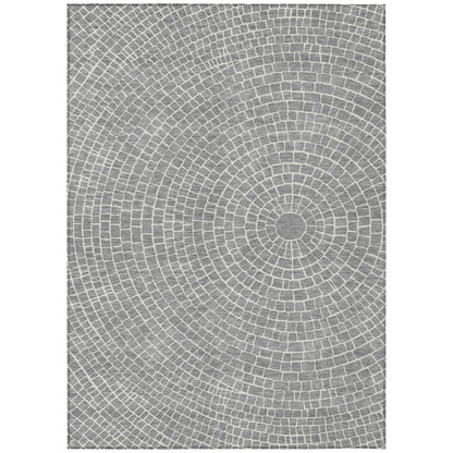 10' X 14' Gray And Ivory Geometric Washable Indoor Outdoor Area Rug HomeRoots