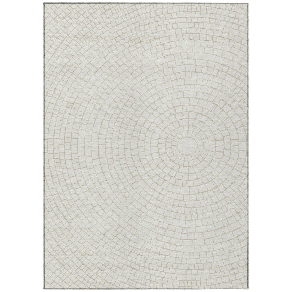 3' X 5' Ivory And Beige Geometric Washable Indoor Outdoor Area Rug HomeRoots