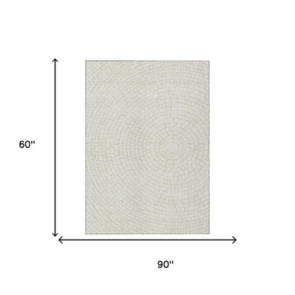 5' X 8' Ivory And Beige Geometric Washable Indoor Outdoor Area Rug HomeRoots