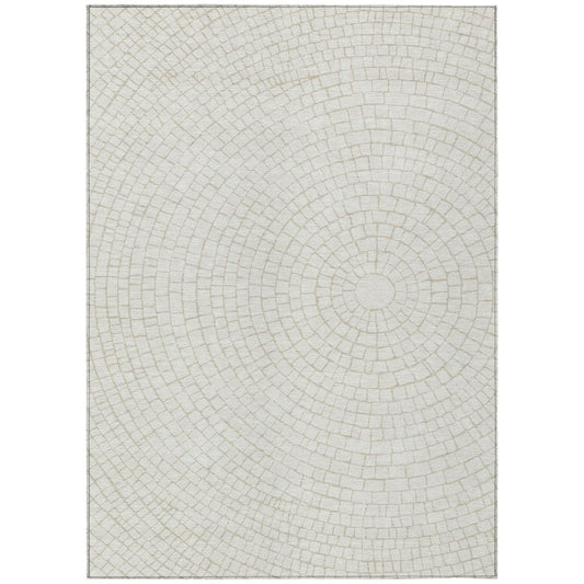 5' X 8' Ivory And Beige Geometric Washable Indoor Outdoor Area Rug HomeRoots