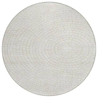 8' Ivory And Beige Round Geometric Washable Indoor Outdoor Area Rug HomeRoots