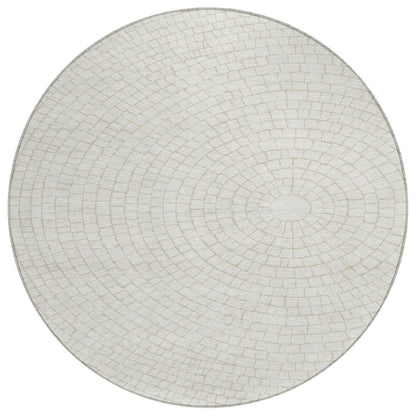 8' Ivory And Beige Round Geometric Washable Indoor Outdoor Area Rug HomeRoots