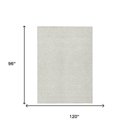 8' X 10' Ivory And Beige Geometric Washable Indoor Outdoor Area Rug HomeRoots