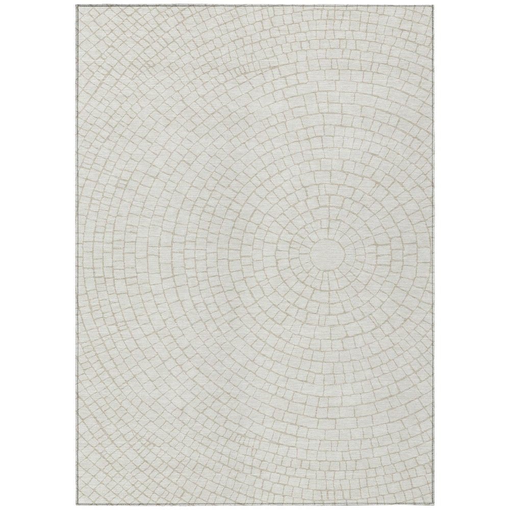 8' X 10' Ivory And Beige Geometric Washable Indoor Outdoor Area Rug HomeRoots