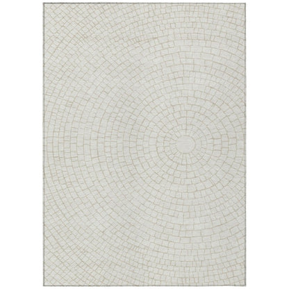 8' X 10' Ivory And Beige Geometric Washable Indoor Outdoor Area Rug HomeRoots