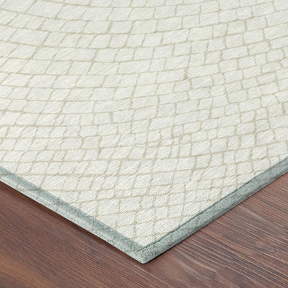 8' X 10' Ivory And Beige Geometric Washable Indoor Outdoor Area Rug HomeRoots