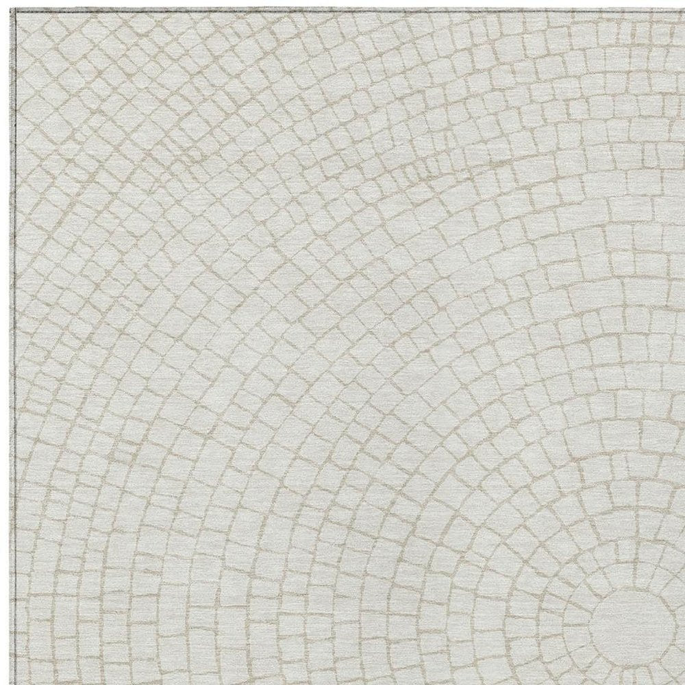 8' X 10' Ivory And Beige Geometric Washable Indoor Outdoor Area Rug HomeRoots