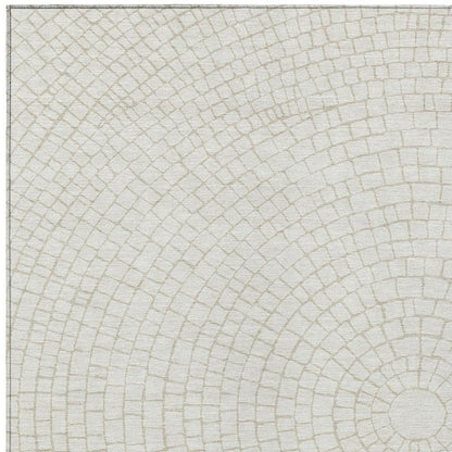 8' X 10' Ivory And Beige Geometric Washable Indoor Outdoor Area Rug HomeRoots
