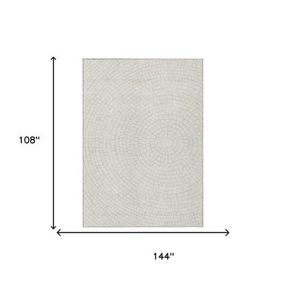 9' X 12' Ivory And Beige Geometric Washable Indoor Outdoor Area Rug HomeRoots