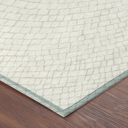 9' X 12' Ivory And Beige Geometric Washable Indoor Outdoor Area Rug HomeRoots