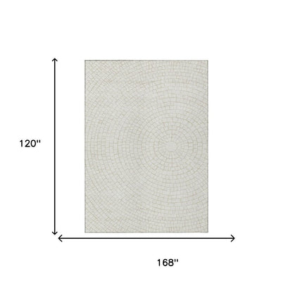 10' X 14' Ivory And Beige Geometric Washable Indoor Outdoor Area Rug HomeRoots