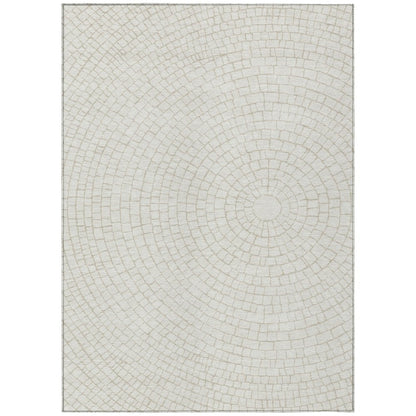 10' X 14' Ivory And Beige Geometric Washable Indoor Outdoor Area Rug HomeRoots