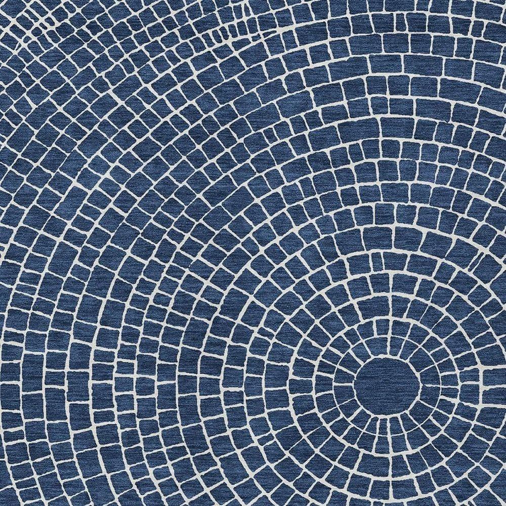 3' X 5' Navy Blue And Ivory Geometric Washable Indoor Outdoor Area Rug HomeRoots