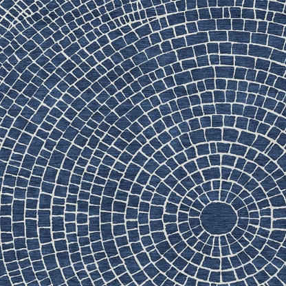 3' X 5' Navy Blue And Ivory Geometric Washable Indoor Outdoor Area Rug HomeRoots