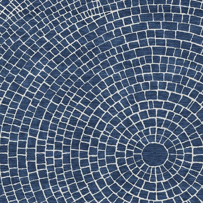 5' X 8' Navy Blue And Ivory Geometric Washable Indoor Outdoor Area Rug HomeRoots