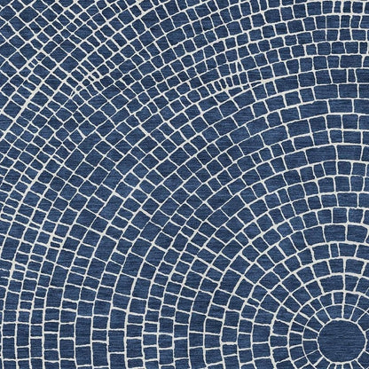 9' X 12' Navy Blue And Ivory Geometric Washable Indoor Outdoor Area Rug HomeRoots