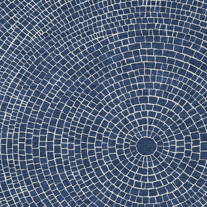 9' X 12' Navy Blue And Ivory Geometric Washable Indoor Outdoor Area Rug HomeRoots