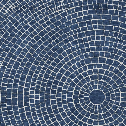 10' X 14' Navy Blue And Ivory Geometric Washable Indoor Outdoor Area Rug HomeRoots