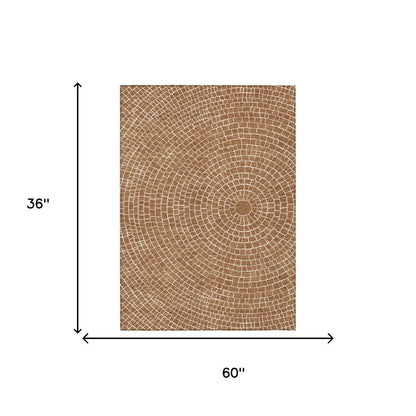 3' X 5' Rust And Ivory Geometric Washable Indoor Outdoor Area Rug HomeRoots