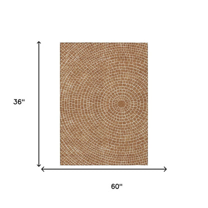 3' X 5' Rust And Ivory Geometric Washable Indoor Outdoor Area Rug HomeRoots