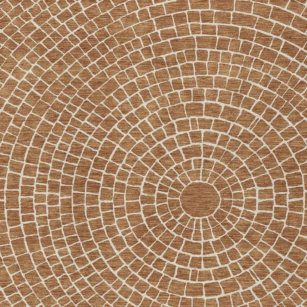 3' X 5' Rust And Ivory Geometric Washable Indoor Outdoor Area Rug HomeRoots