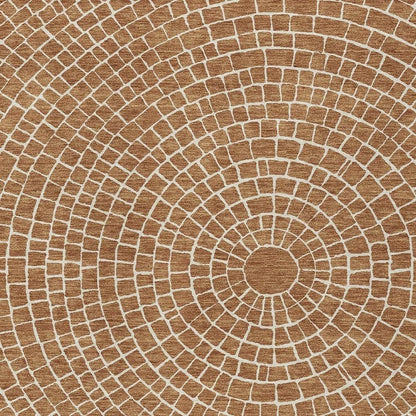 3' X 5' Rust And Ivory Geometric Washable Indoor Outdoor Area Rug HomeRoots