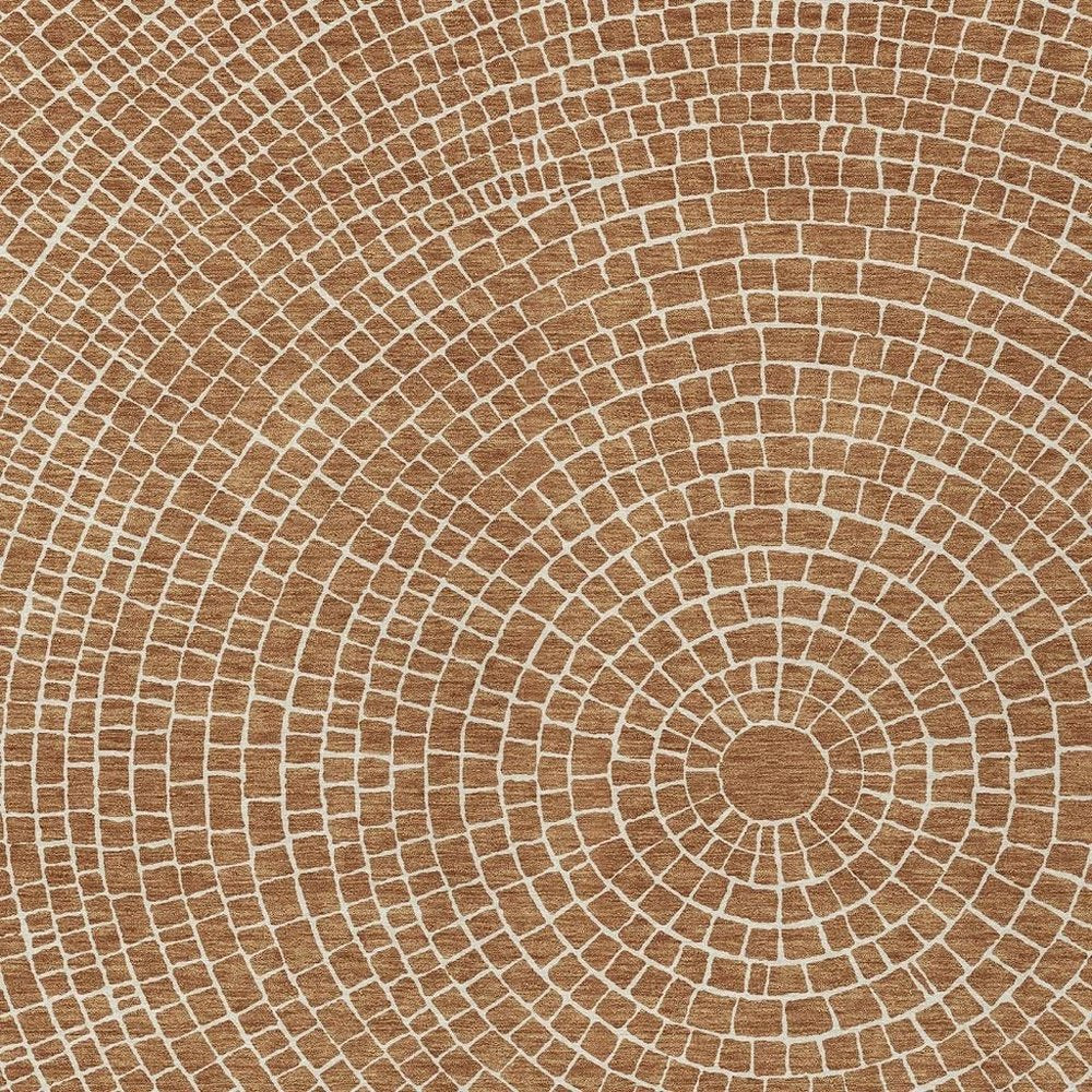 3' X 5' Rust And Ivory Geometric Washable Indoor Outdoor Area Rug HomeRoots