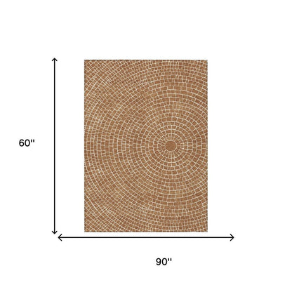 5' X 8' Rust And Ivory Geometric Washable Indoor Outdoor Area Rug HomeRoots