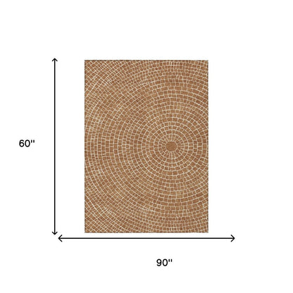 5' X 8' Rust And Ivory Geometric Washable Indoor Outdoor Area Rug HomeRoots