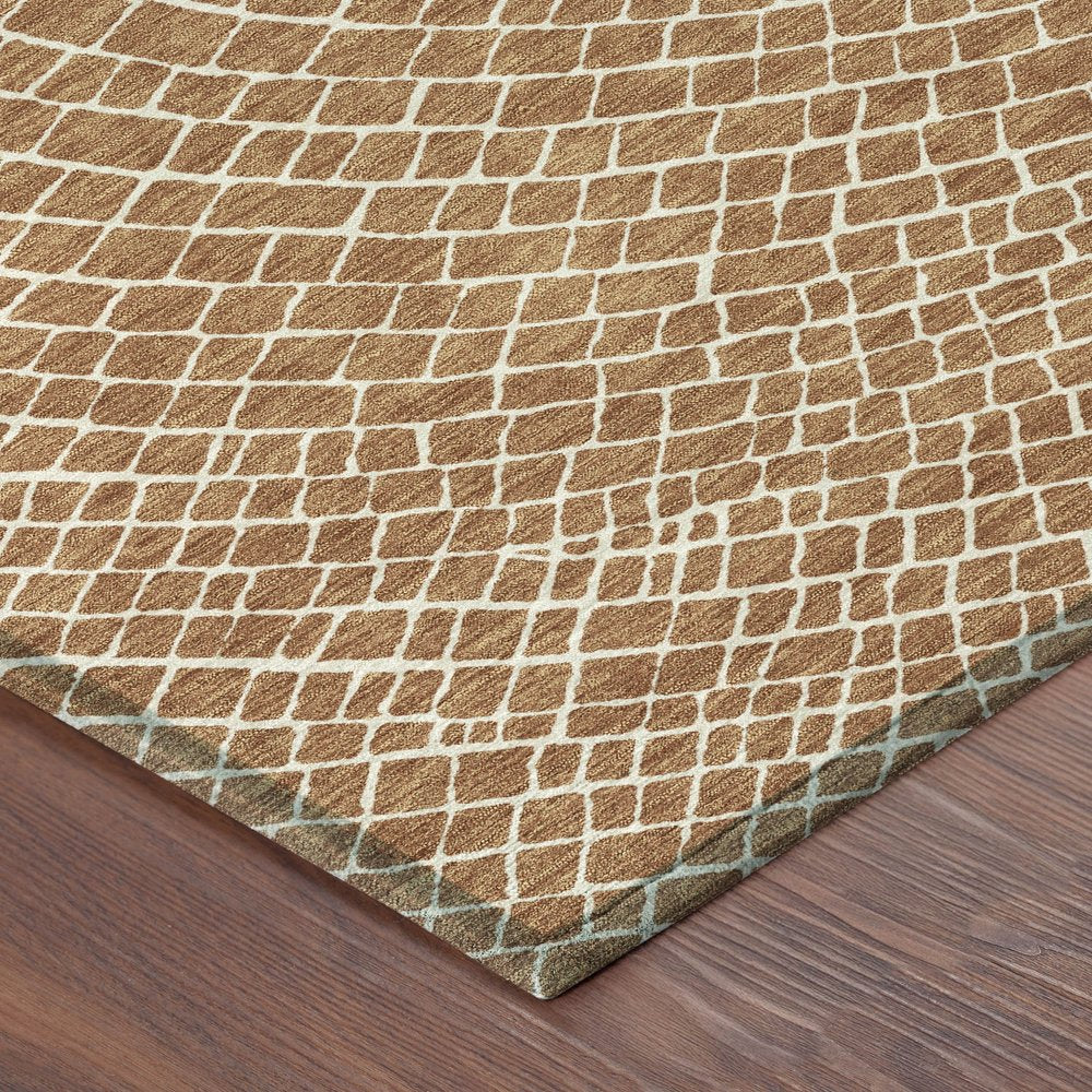 5' X 8' Rust And Ivory Geometric Washable Indoor Outdoor Area Rug HomeRoots