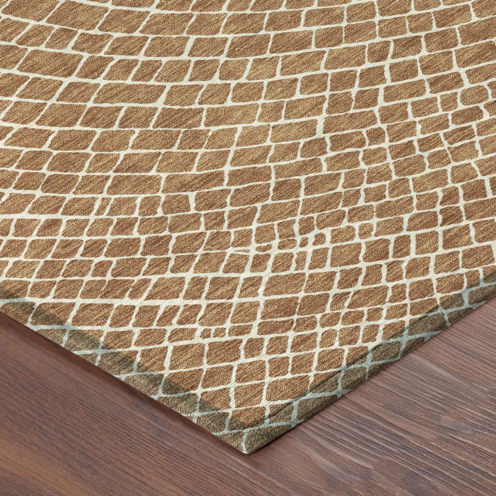 5' X 8' Rust And Ivory Geometric Washable Indoor Outdoor Area Rug HomeRoots
