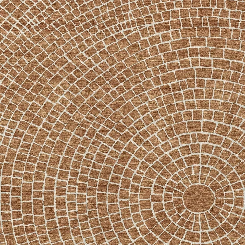 5' X 8' Rust And Ivory Geometric Washable Indoor Outdoor Area Rug HomeRoots