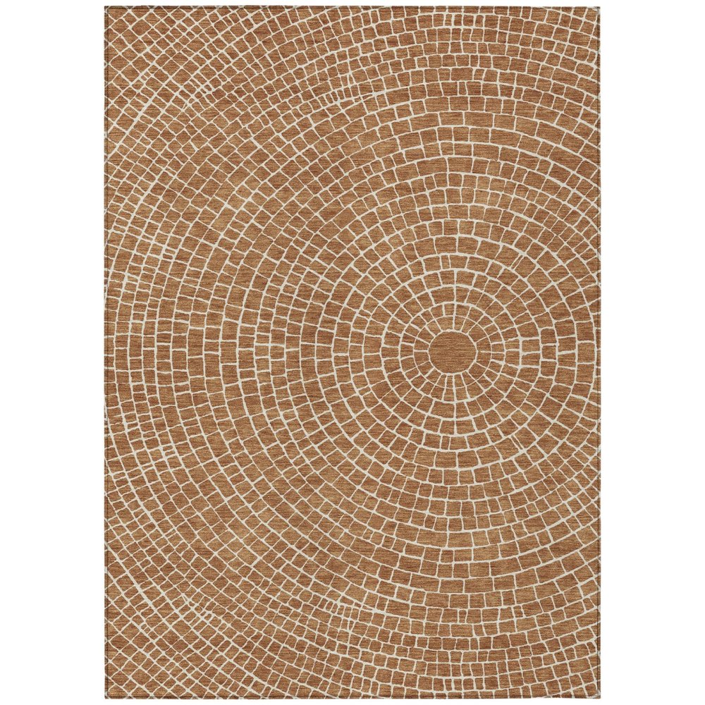 8' X 10' Rust And Ivory Geometric Washable Indoor Outdoor Area Rug HomeRoots