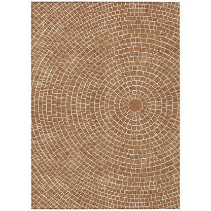 8' X 10' Rust And Ivory Geometric Washable Indoor Outdoor Area Rug HomeRoots