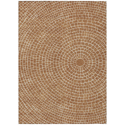 8' X 10' Rust And Ivory Geometric Washable Indoor Outdoor Area Rug HomeRoots
